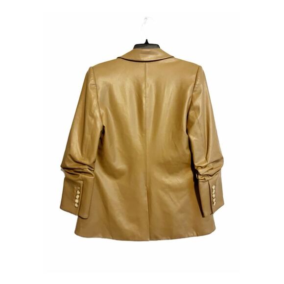 Veronica Beard NWT Beacon Faux Leather Dickey Jacket Khaki Vegan Leather 6 - Picture 2 of 12